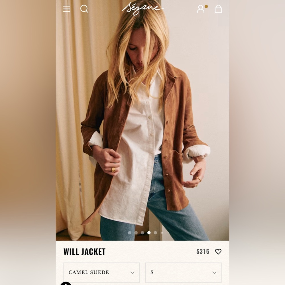 NWT! Sezane Will Jacket Camel Suede - Retail $315